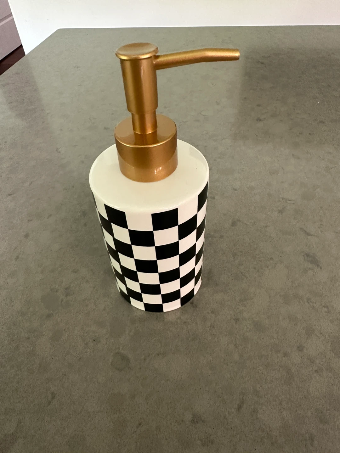 Checkerboard Soap Dispenser - White, Black, Gold
