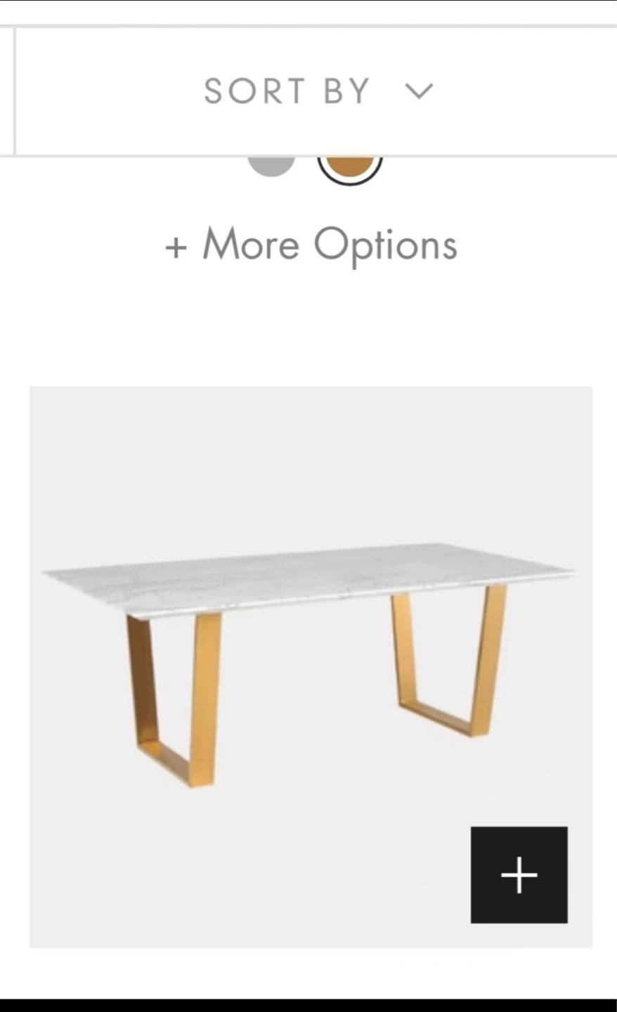 Marble top dining table with gold legs