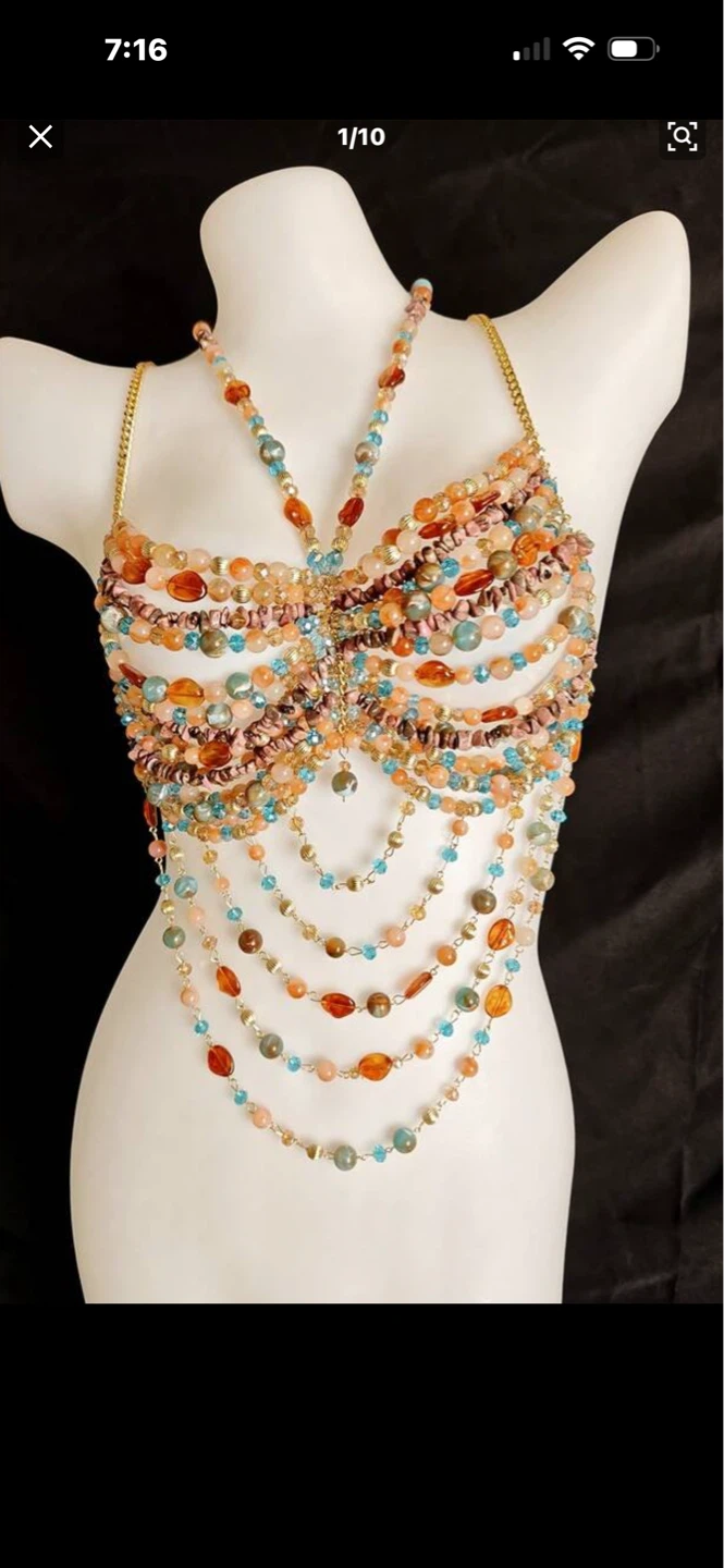 Beaded Body Chain Bra Top Jewelry