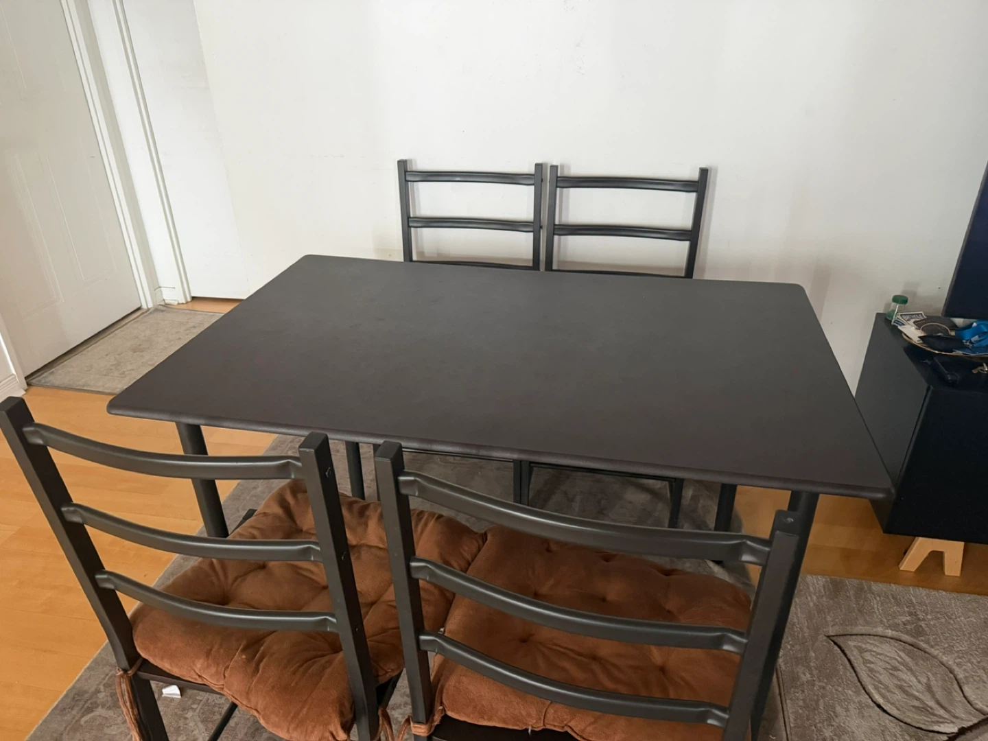 Dark Brown Dining Table and 4 Chairs Set