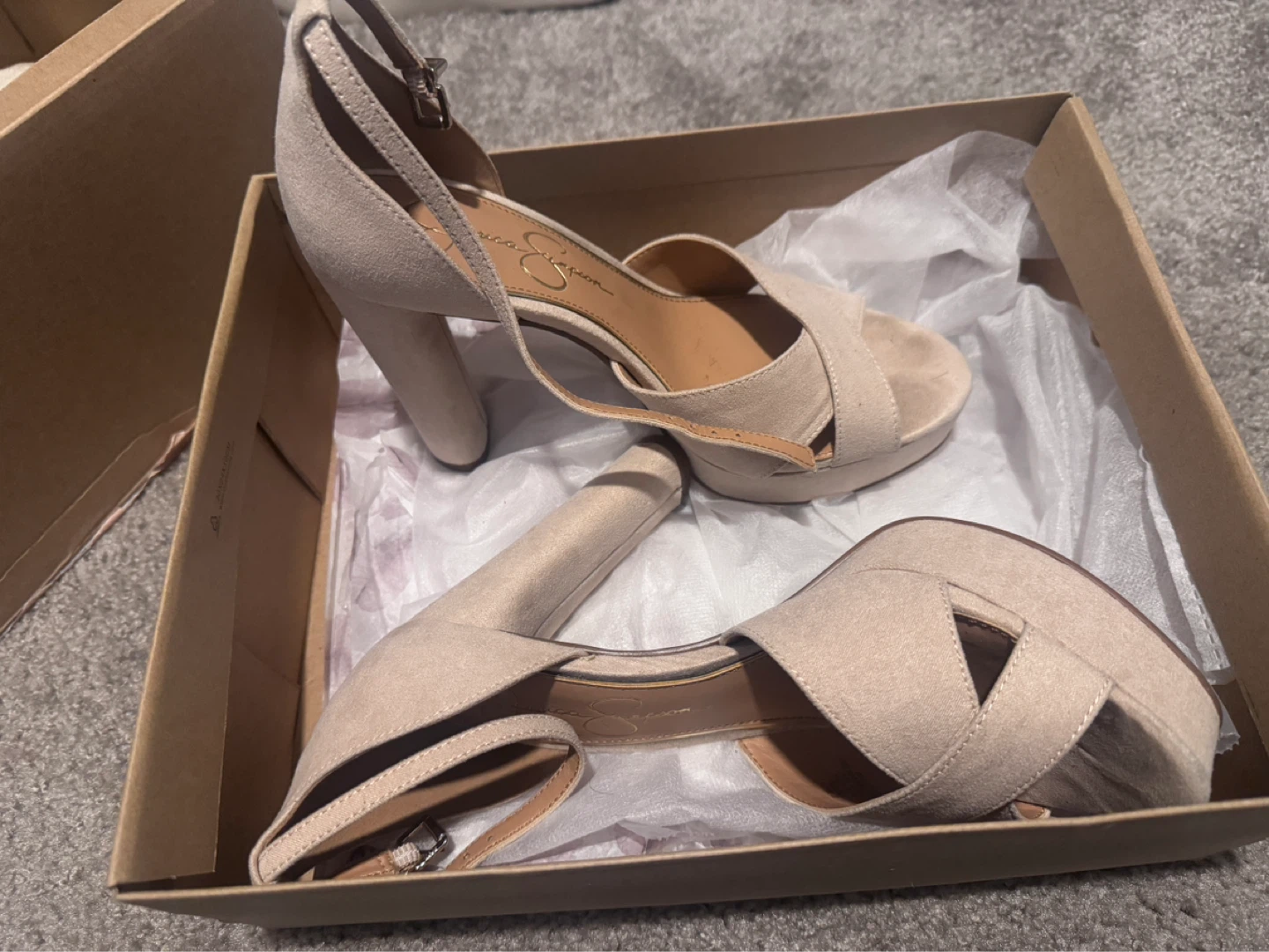 Jessica Simpson Powder Beige Microsuede Heels Size 7