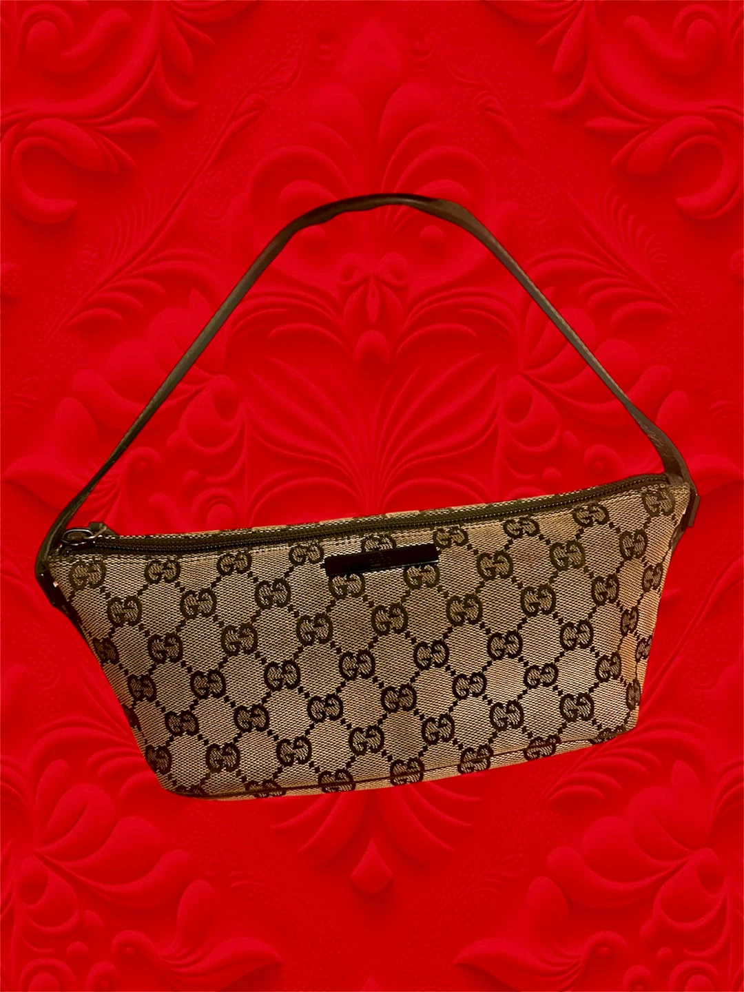 Vintage Gucci GG Canvas Boat Pochette Bag