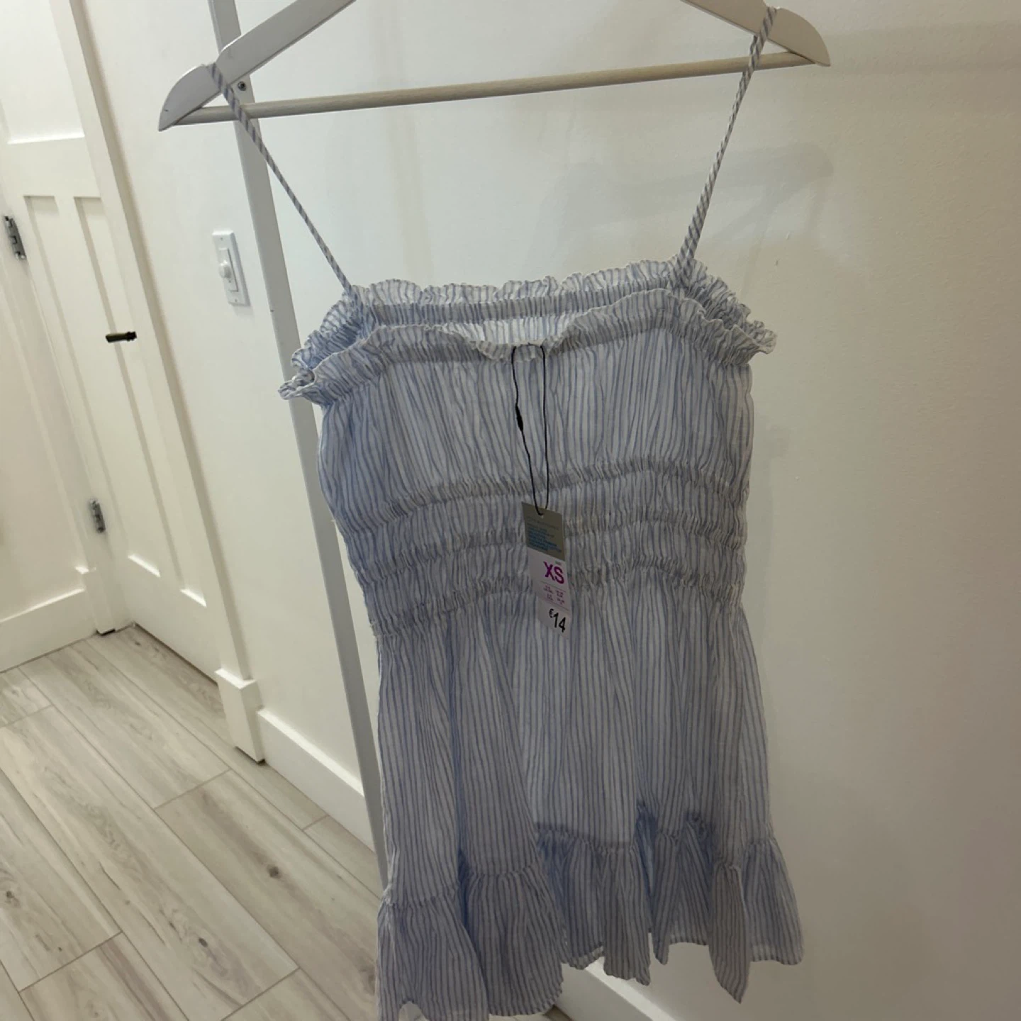 Blue Striped Smocked Mini Dress - photo 2