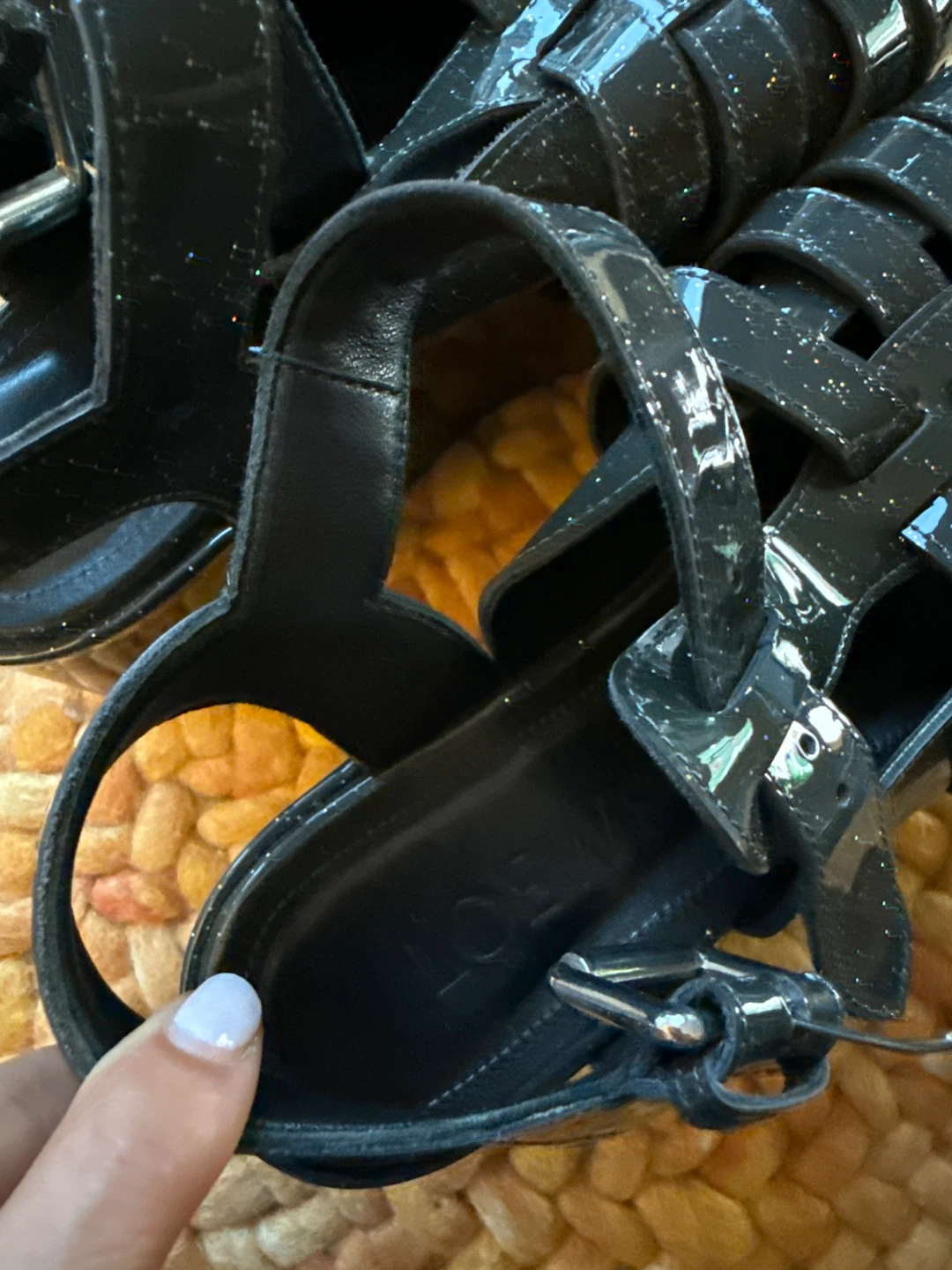Loewe Black Glitter Platform Jelly Sandals - photo 2
