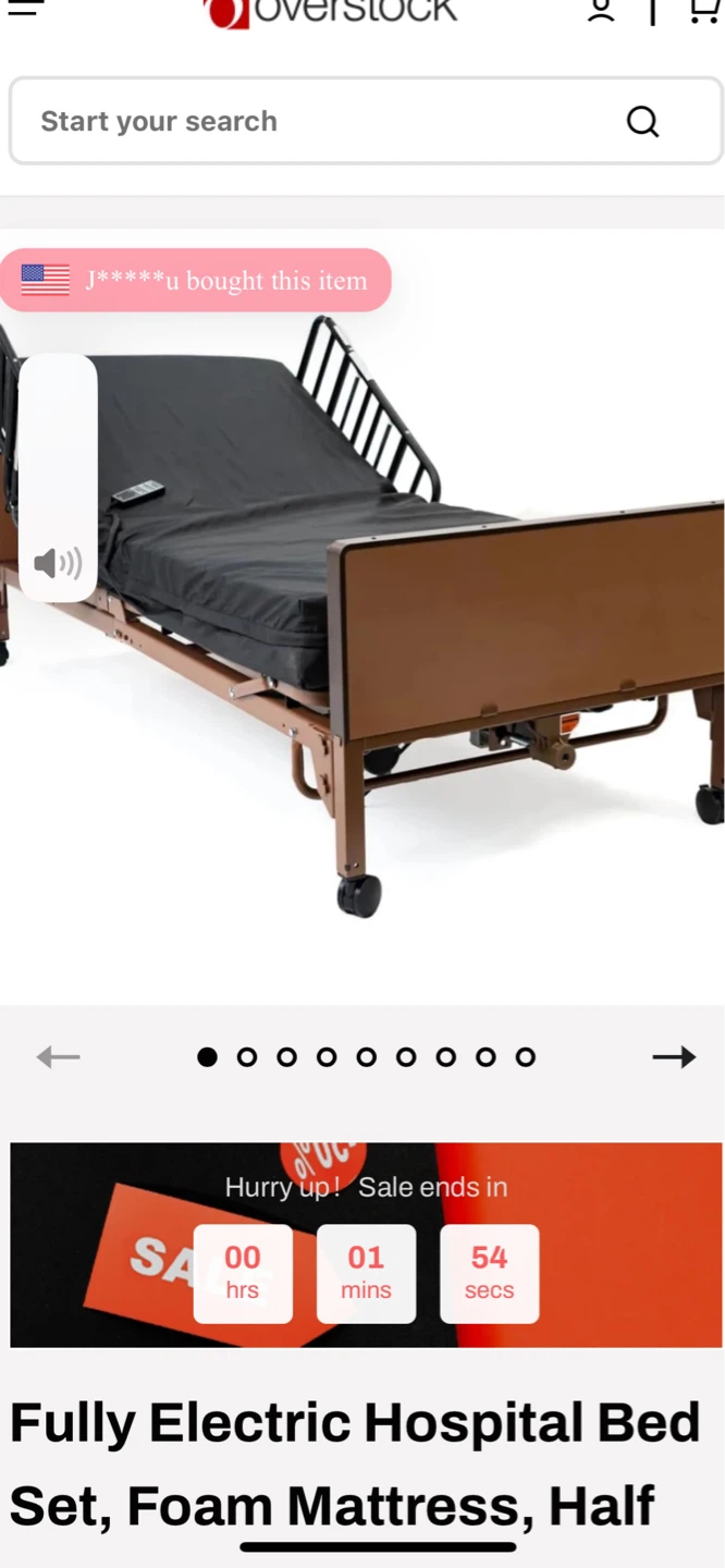 Fully Electric Hospital Bed Set with Foam Mattress
