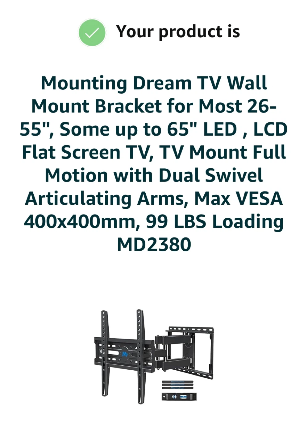 Mounting Dream MD2380 TV Wall Mount Bracket