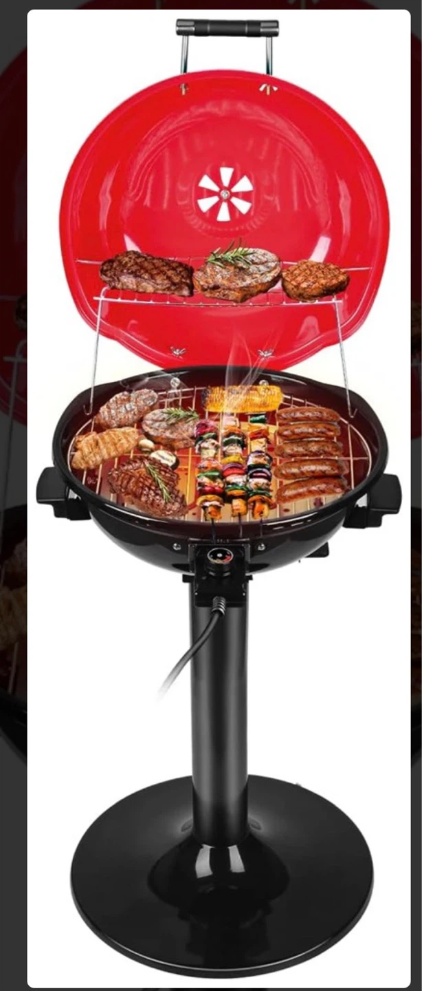 Red Electric Grill with Stand