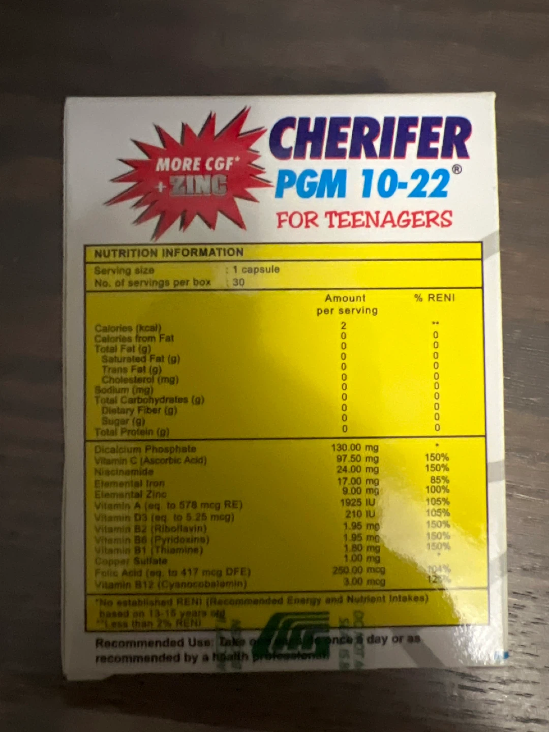 Cherifer PGM 10-22 For Teenagers Capsules - 30 count - photo 2