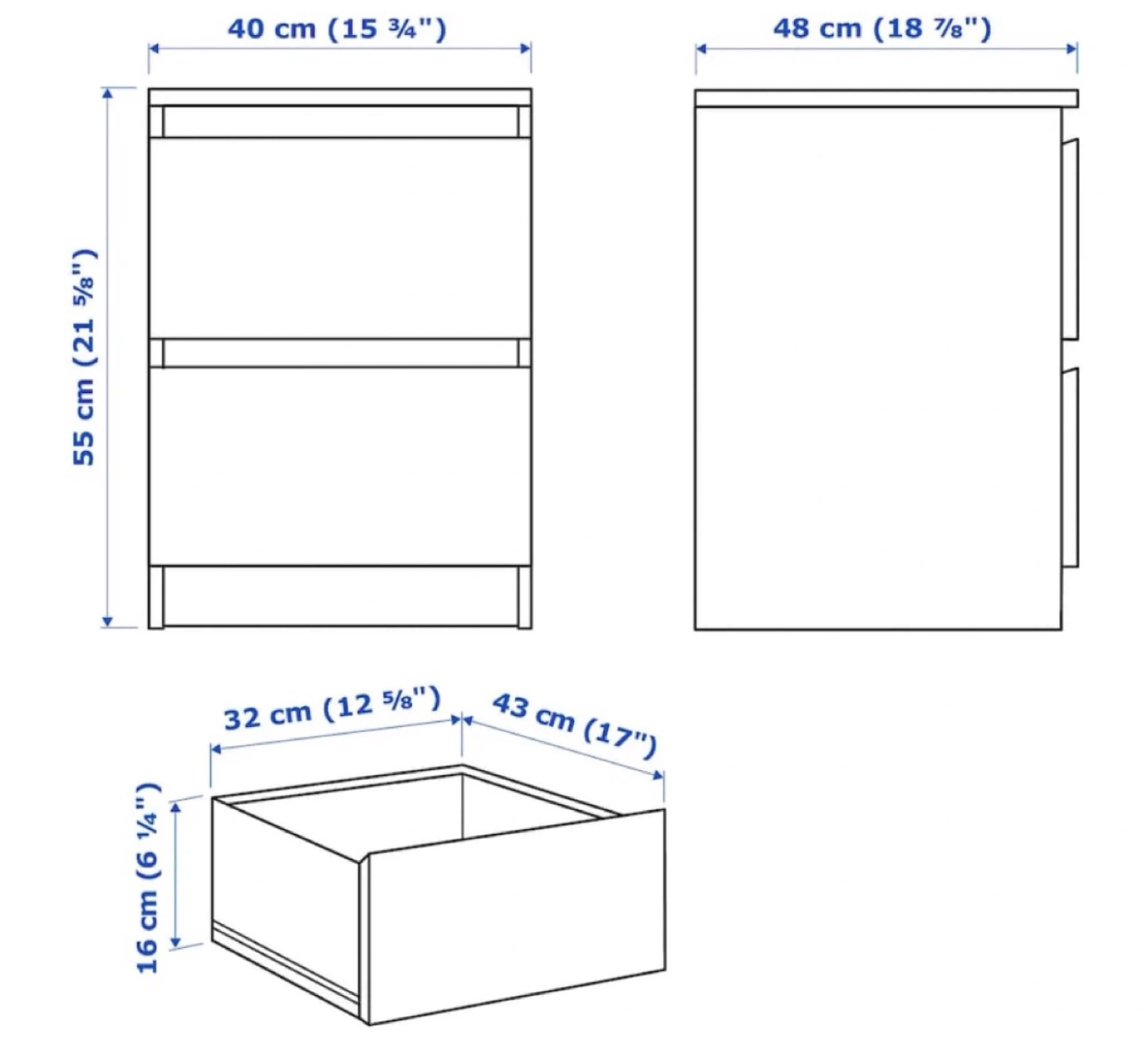 IKEA MALM 2-Drawer Nightstand - photo 3
