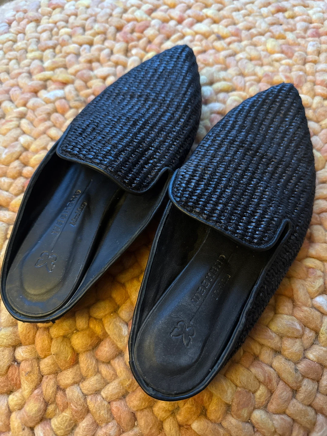 Weekend Max Mara Black Woven Mules Size 37