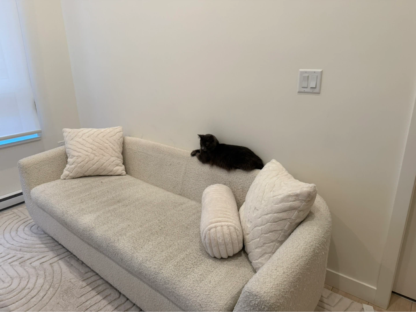 Modern Bouclé Sofa with Decorative Pillows - photo 2