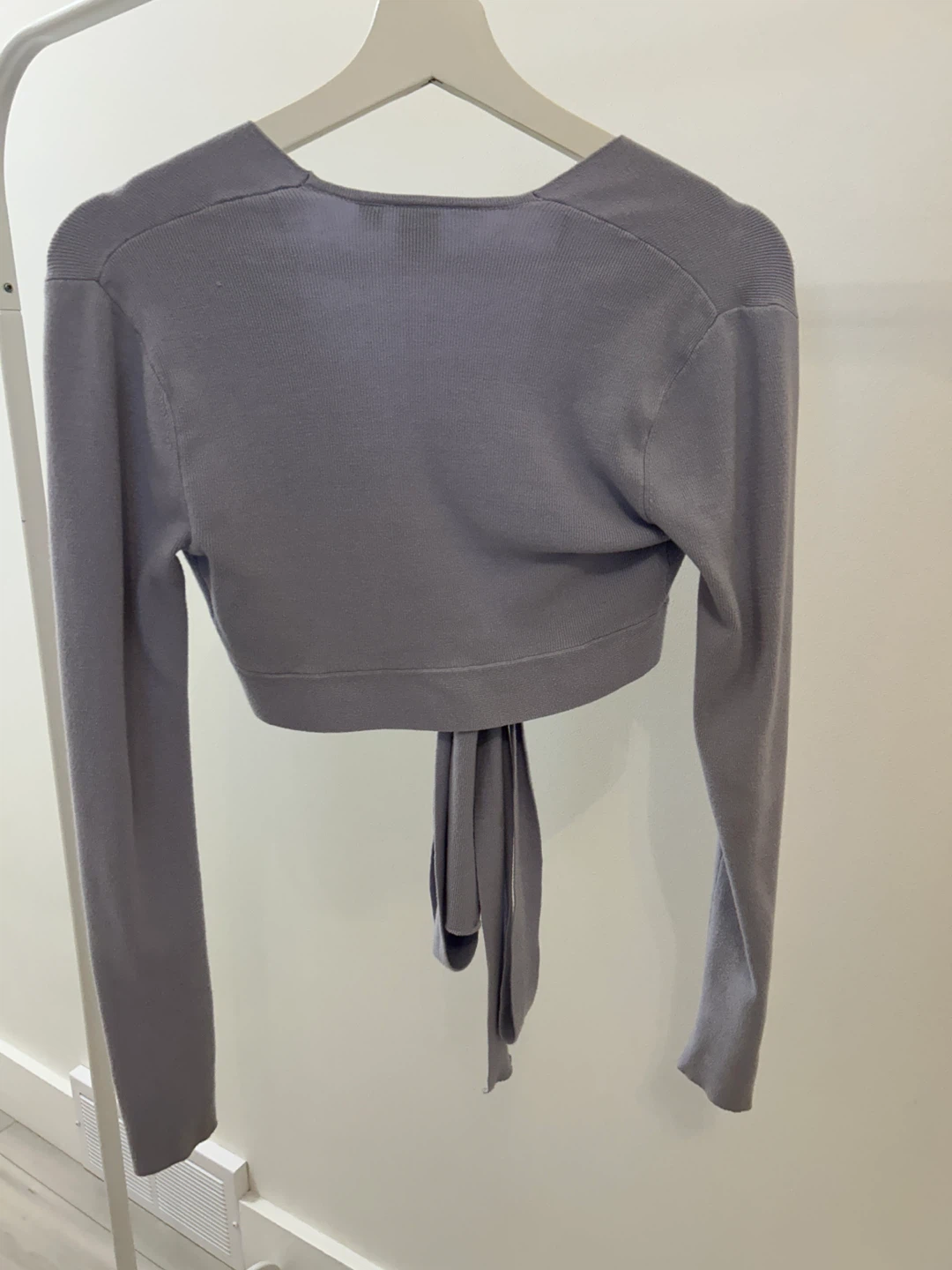 TWIK Lilac Cropped Tie-Front Cardigan Sweater - photo 2