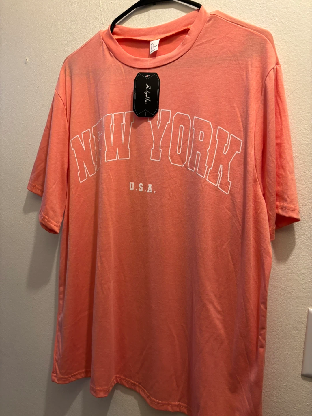 Solyflux "New York U.S.A." T-Shirt - Coral - Size L