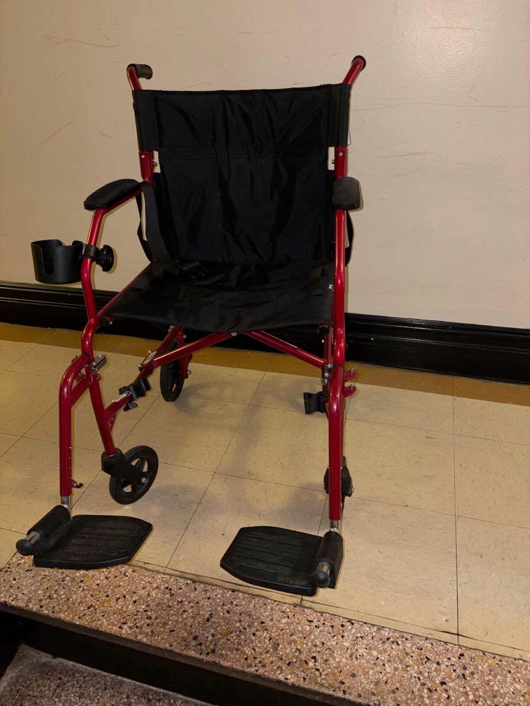 Red Lightweight Transport Wheelchair