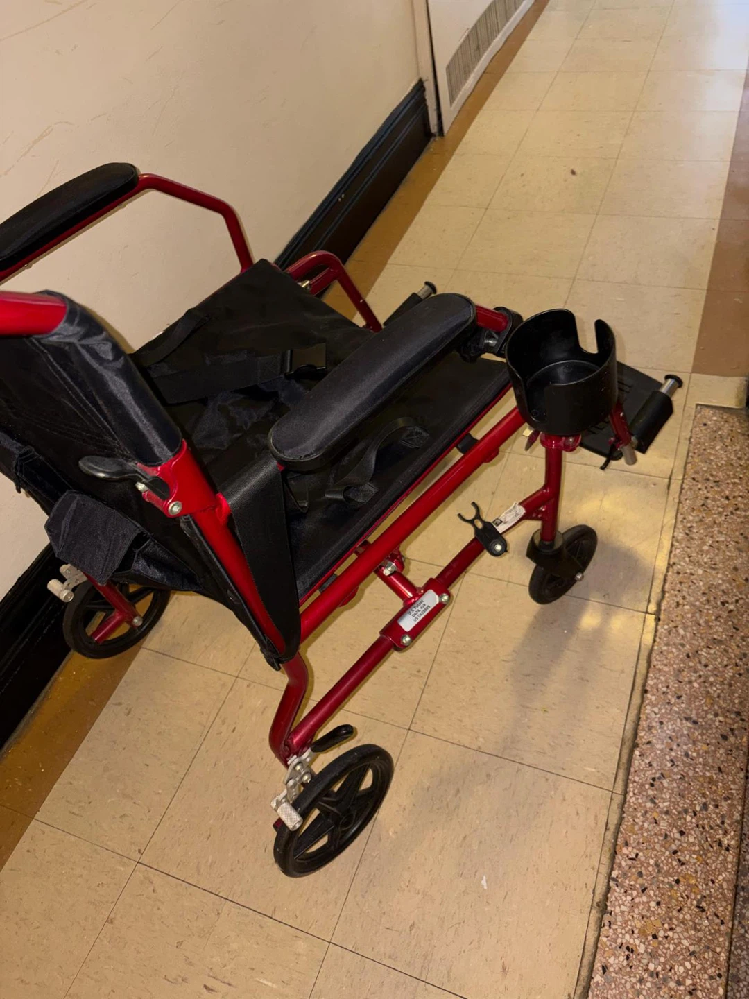 Red Lightweight Transport Wheelchair - photo 2