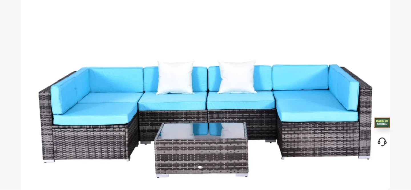 Wicker Patio Sectional Sofa Set with Coffee Table