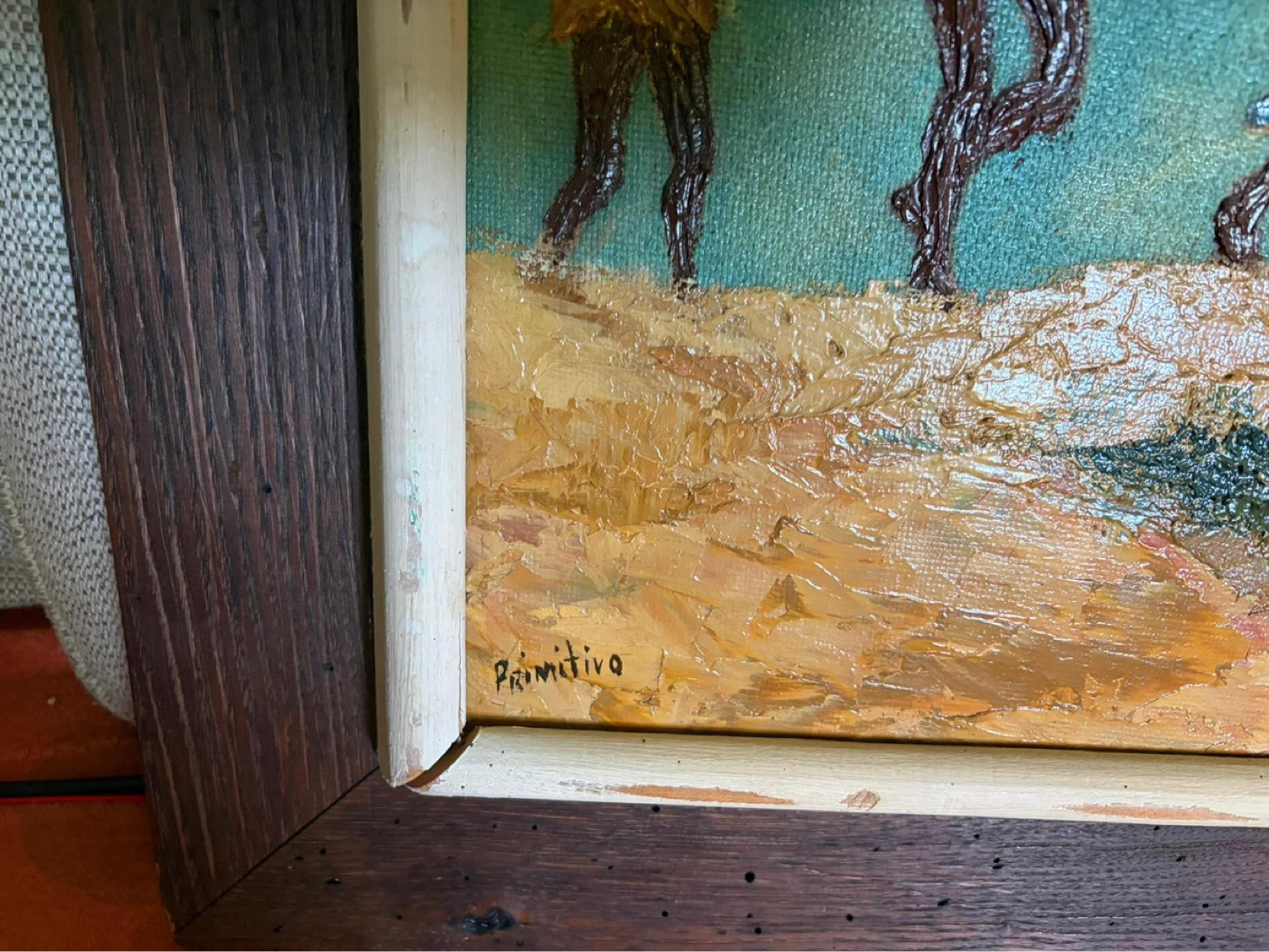 Primitive Art Painting of Women Carrying Baskets - photo 2