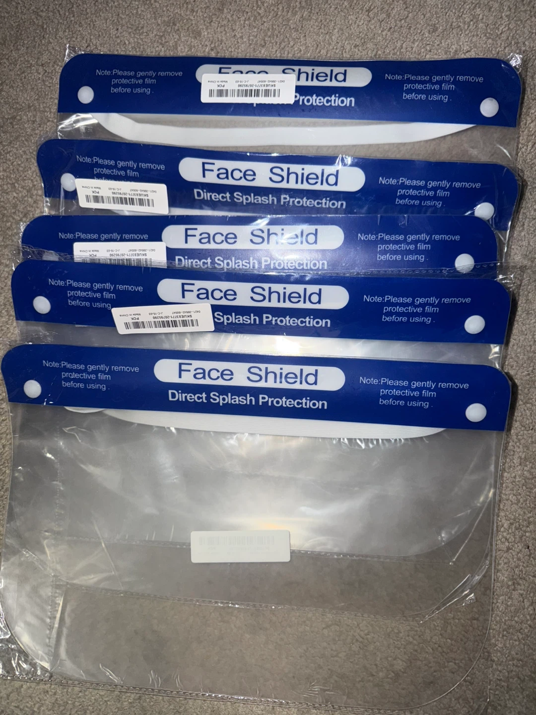 Face Shields - Direct Splash Protection (Pack of 5)