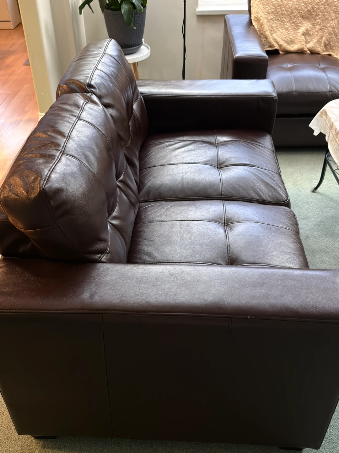 Brown Leather Sofa and Armchair Set - photo 2