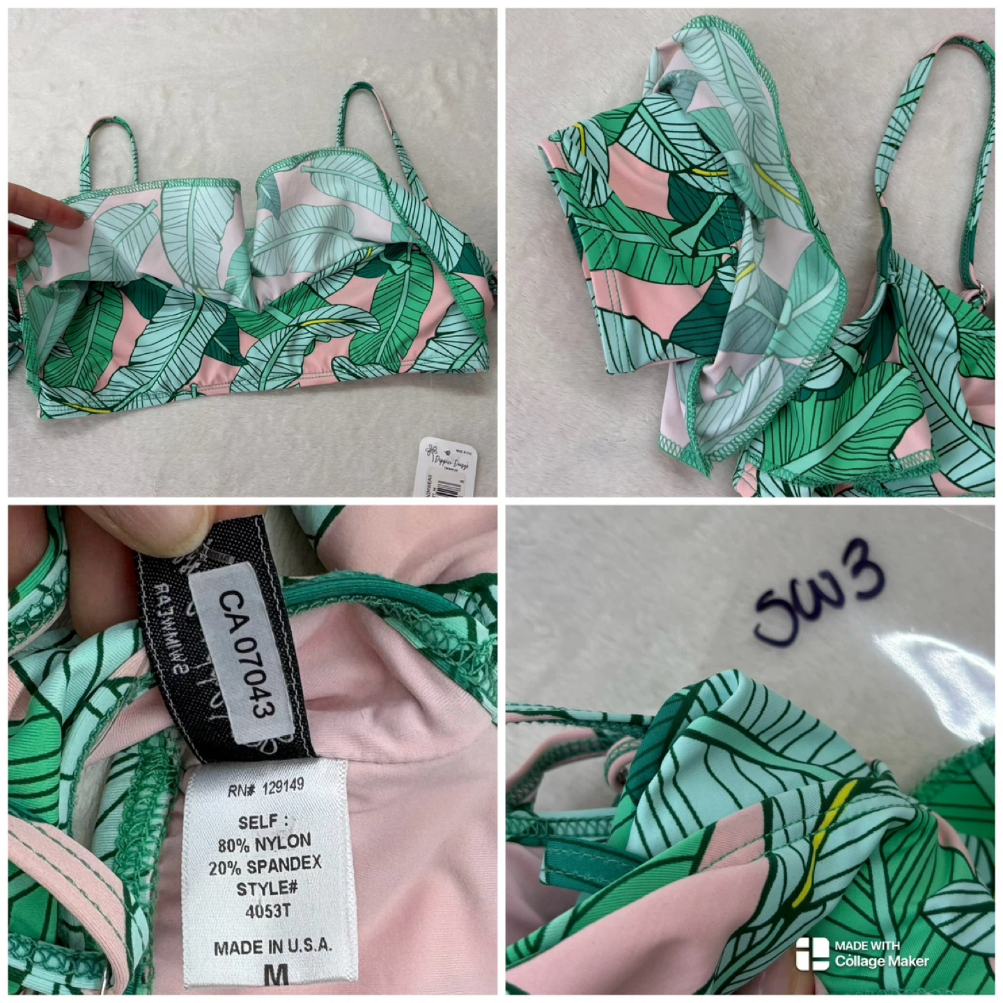 Dippin Daisys Palm Ruffle Flounce Swim Top Off Shoulder Size M - photo 4