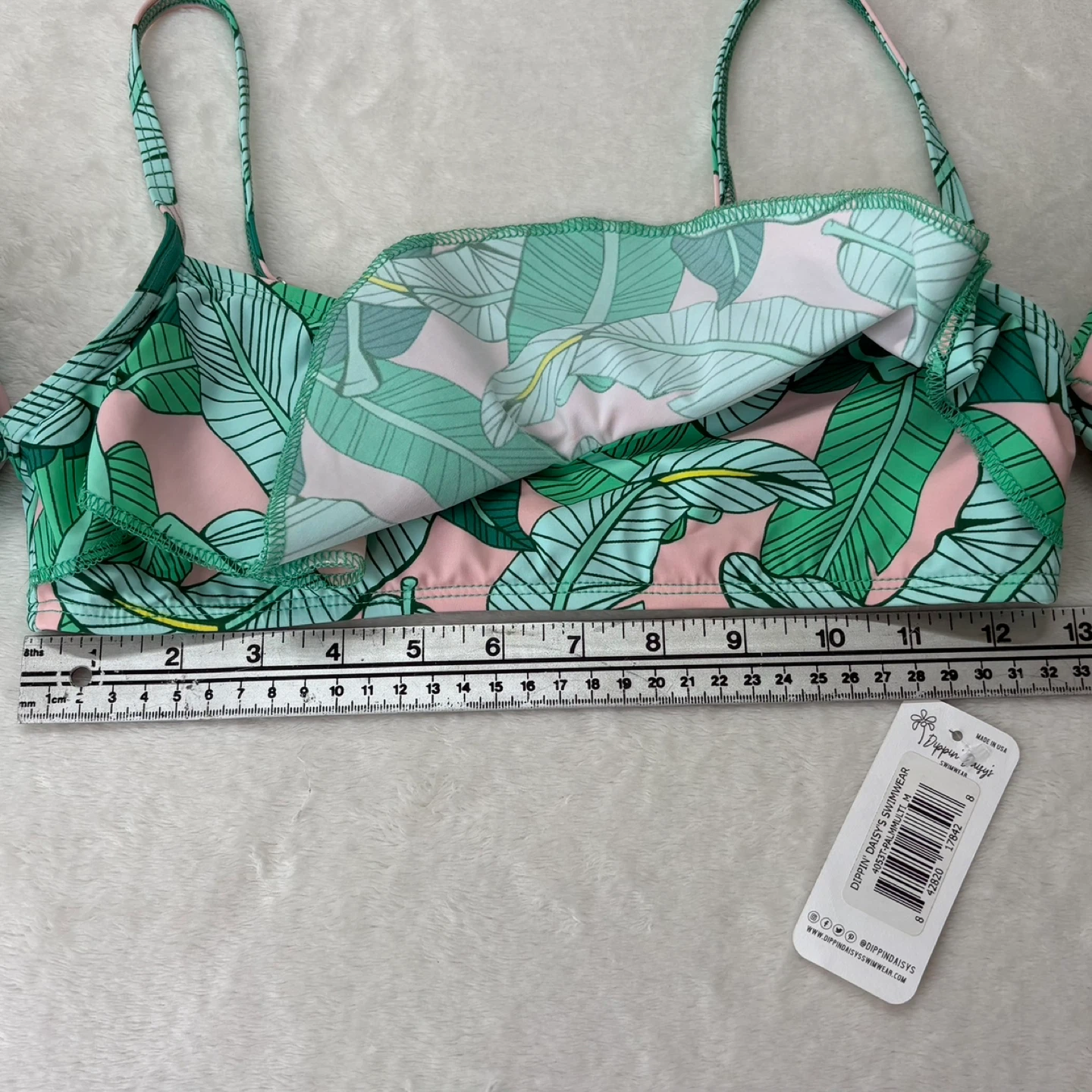 Dippin Daisys Palm Ruffle Flounce Swim Top Off Shoulder Size M - photo 5