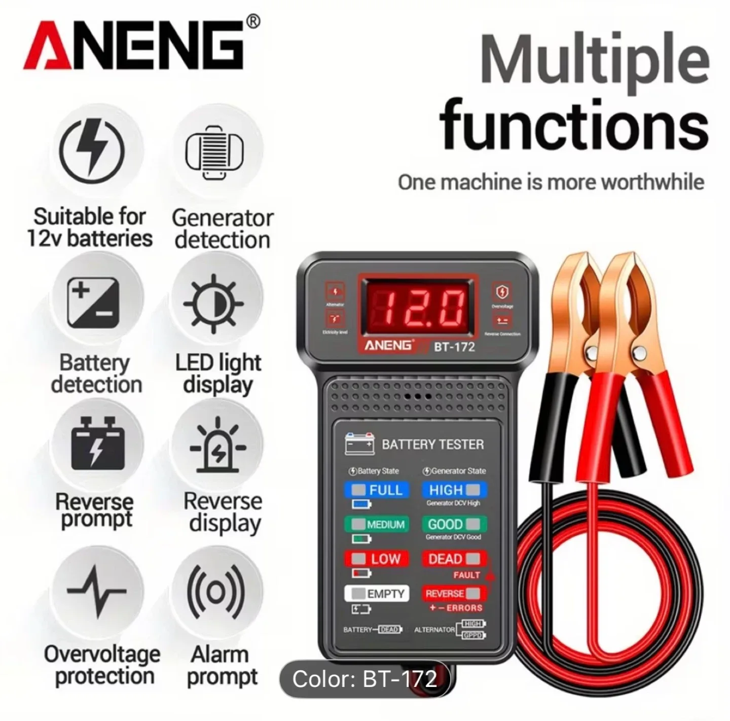 ANENG BT-172 12V Digital Battery Tester & Analyzer - photo 3