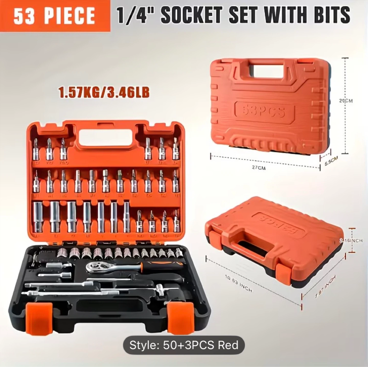 53 Piece 1/4" Socket Set with Bits - photo 2