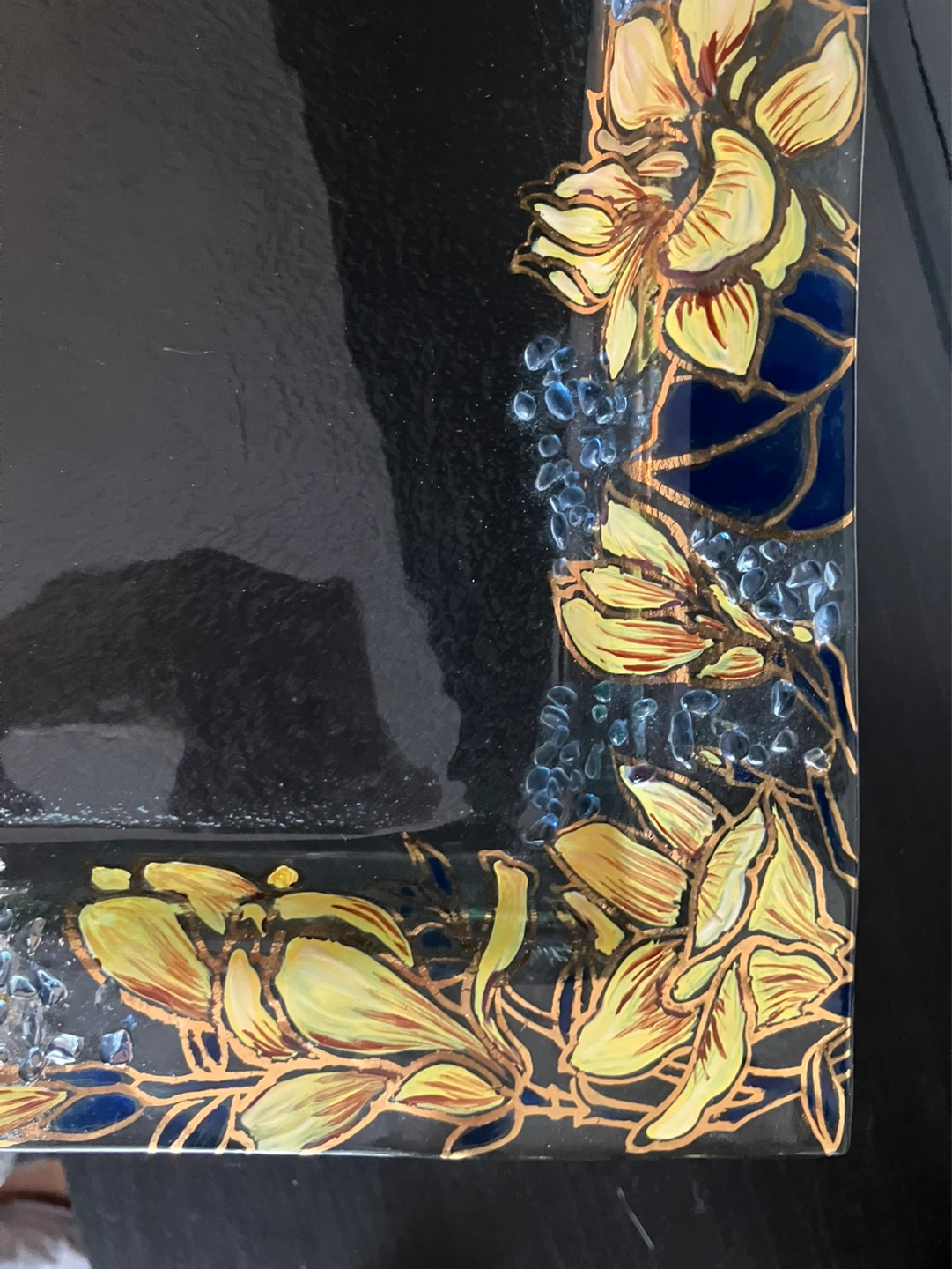Decorative Glass Tray with Hand Made Floral Design - photo 2
