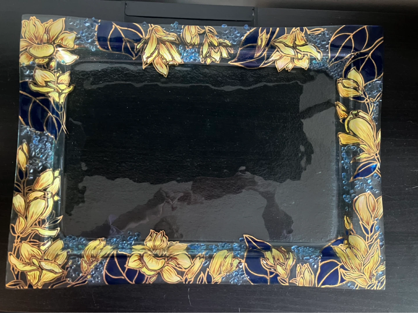 Decorative Glass Tray with Hand Made Floral Design - photo 3