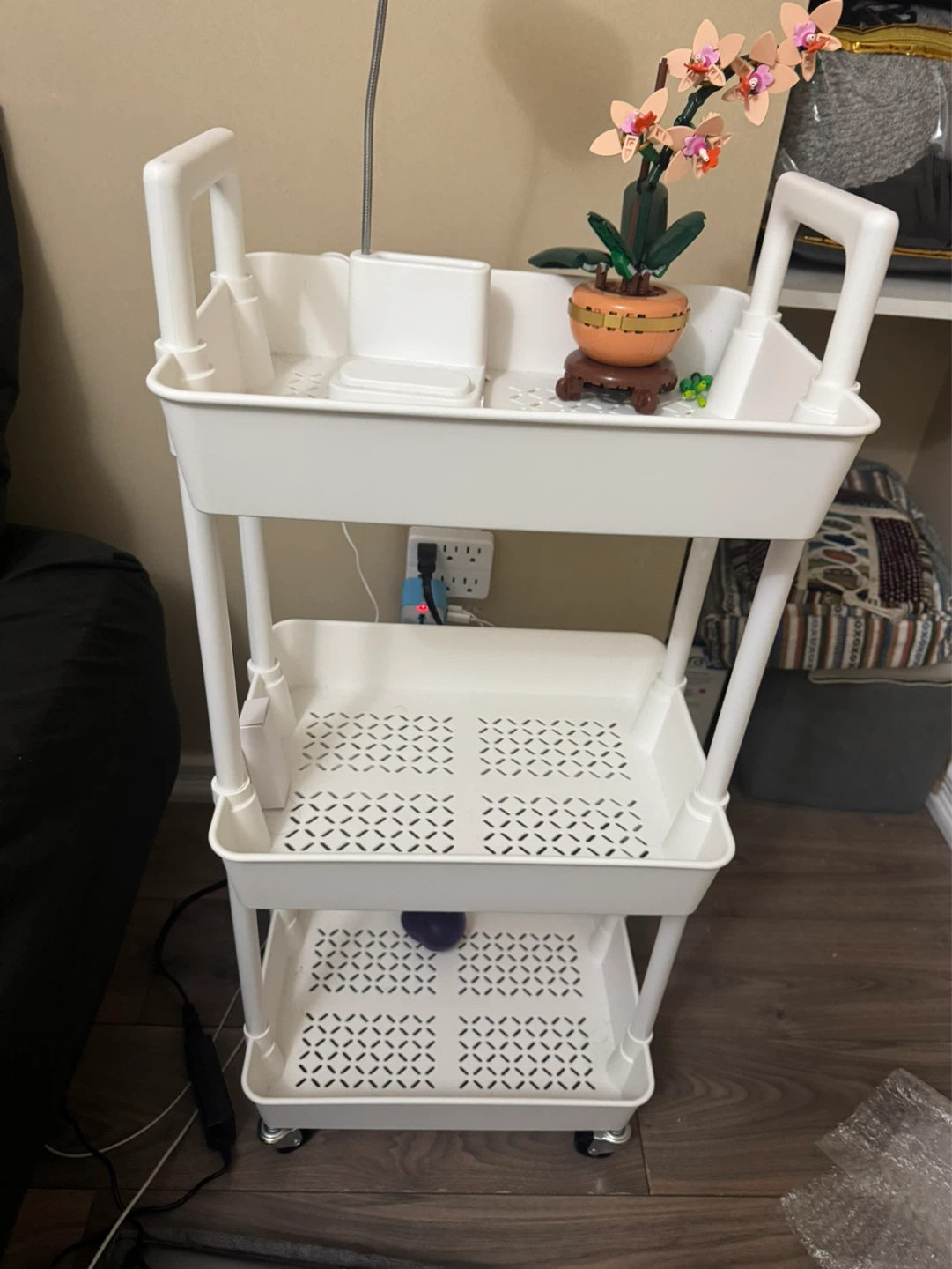 White 3-Tier Rolling Utility Cart