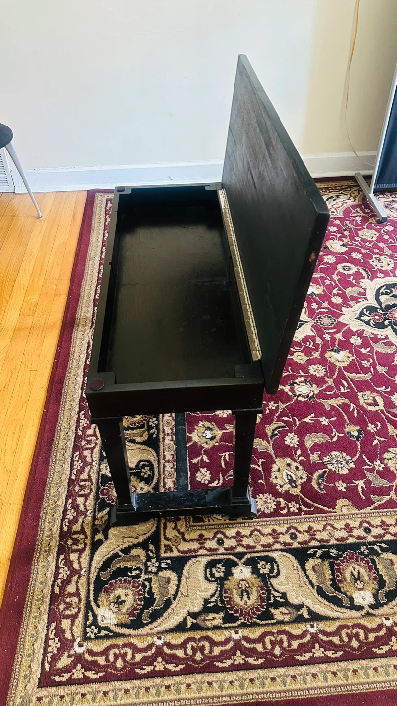 Black Wooden Storage Bench with Hinged Lid - photo 5