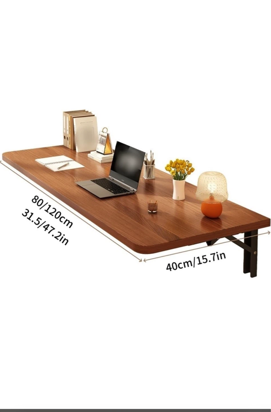 Folding Wall-Mounted Desk - Wood Finish - photo 4