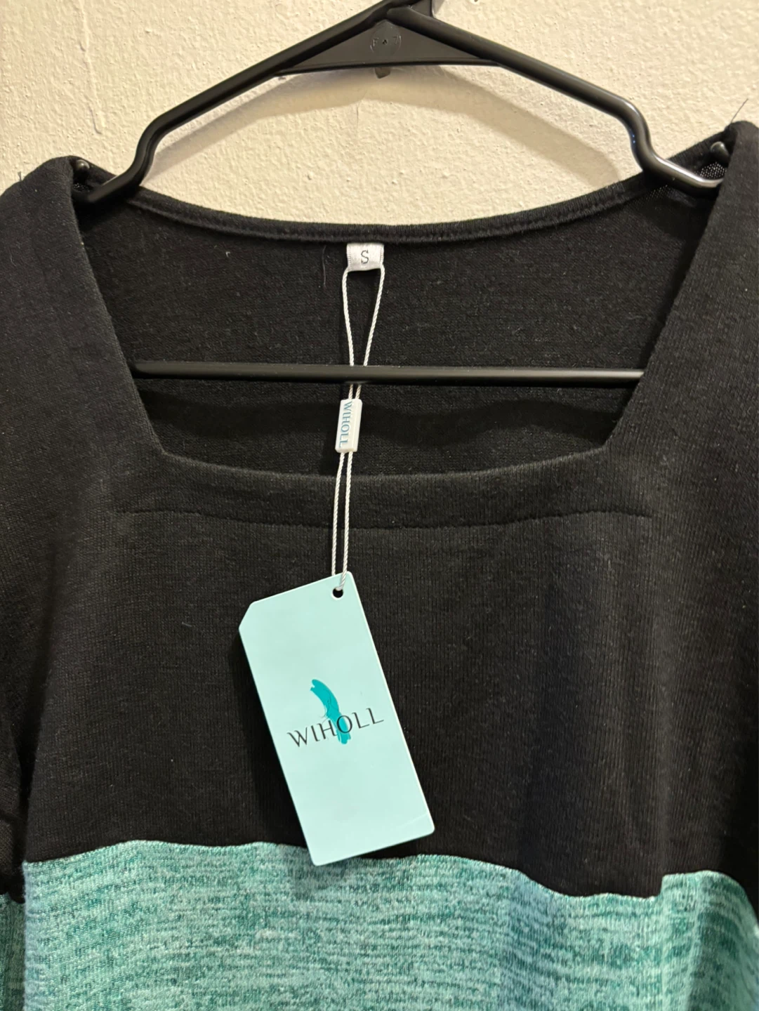 WIHOLL Women's Long Sleeve Color Block Square Neck Top Size S - photo 2