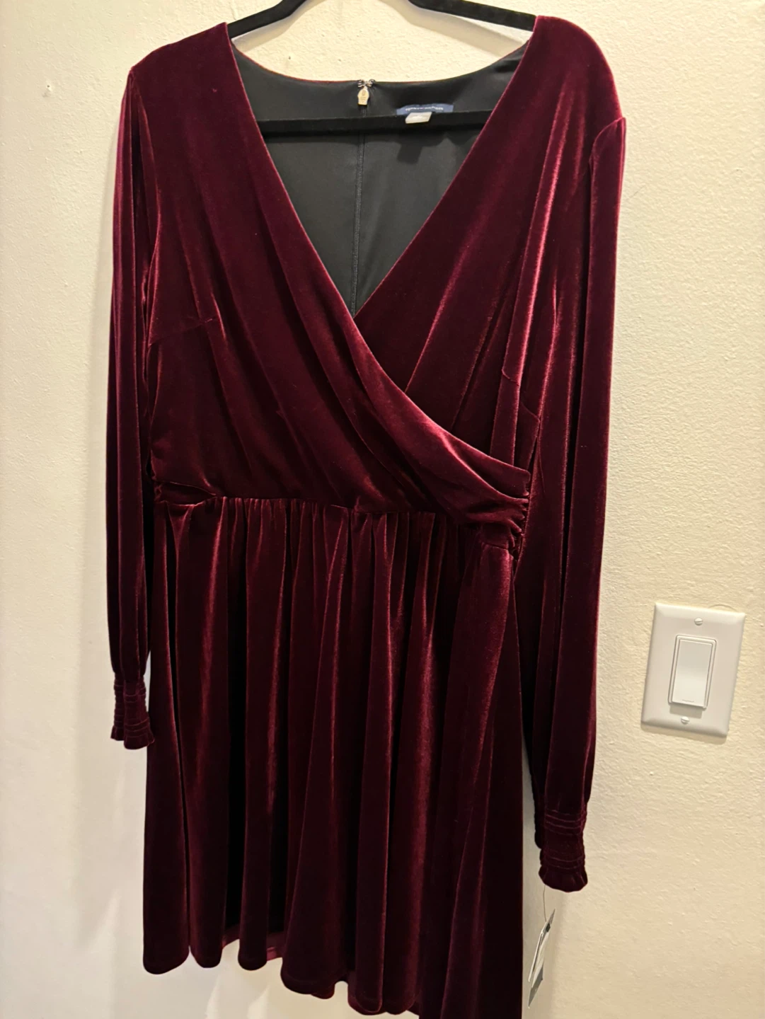 Tommy Hilfiger Velvet Dress Size 14 Burgundy