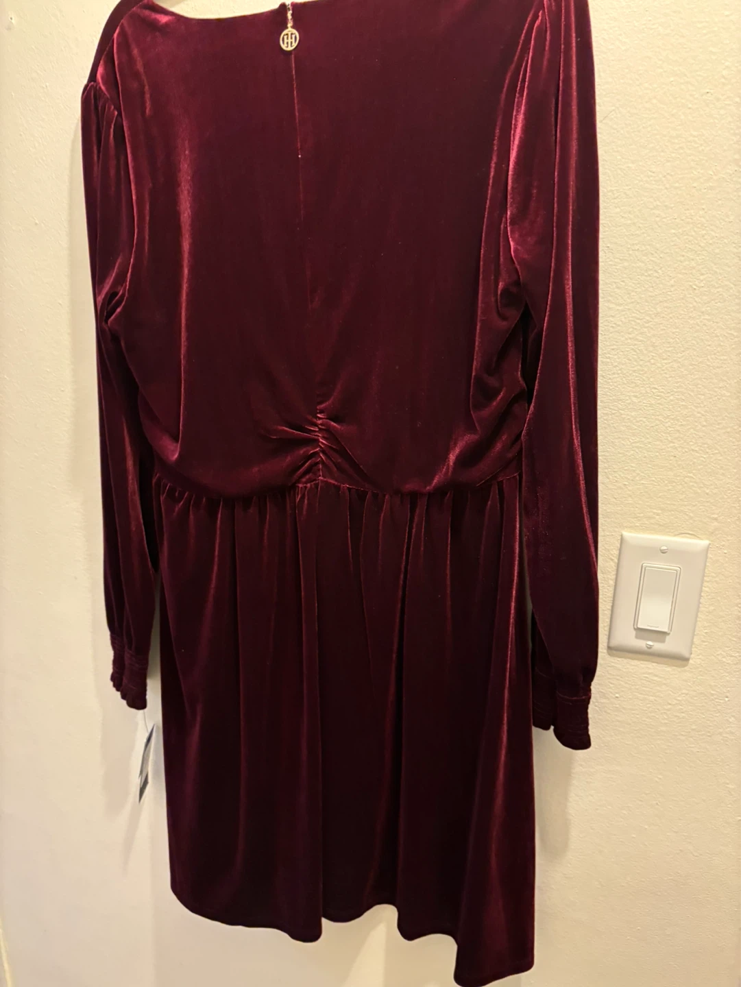 Tommy Hilfiger Velvet Dress Size 14 Burgundy - photo 2