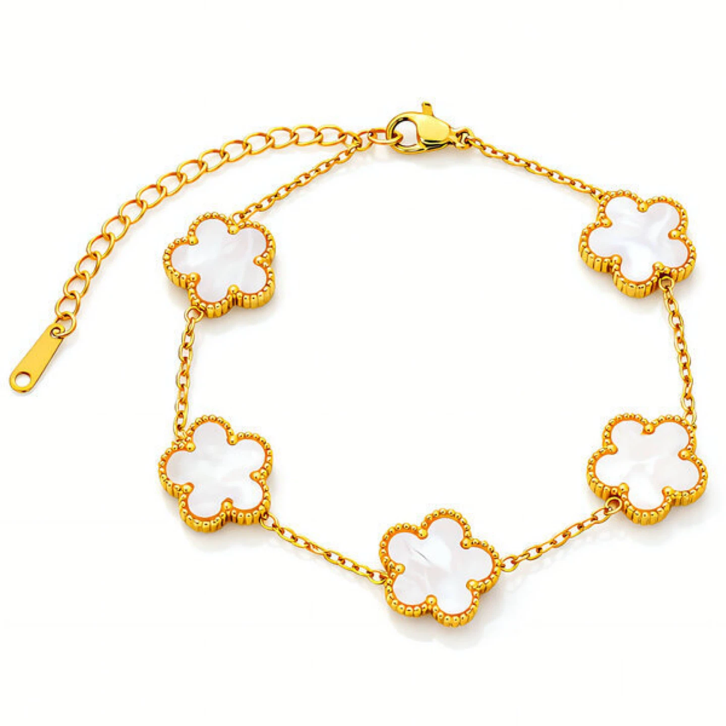 Gold Clover Bracelet with Mother of Pearl - photo 2