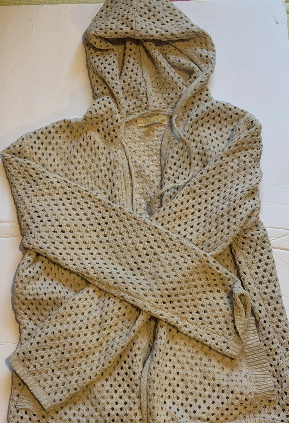 Women's Beige Hooded Cardigan