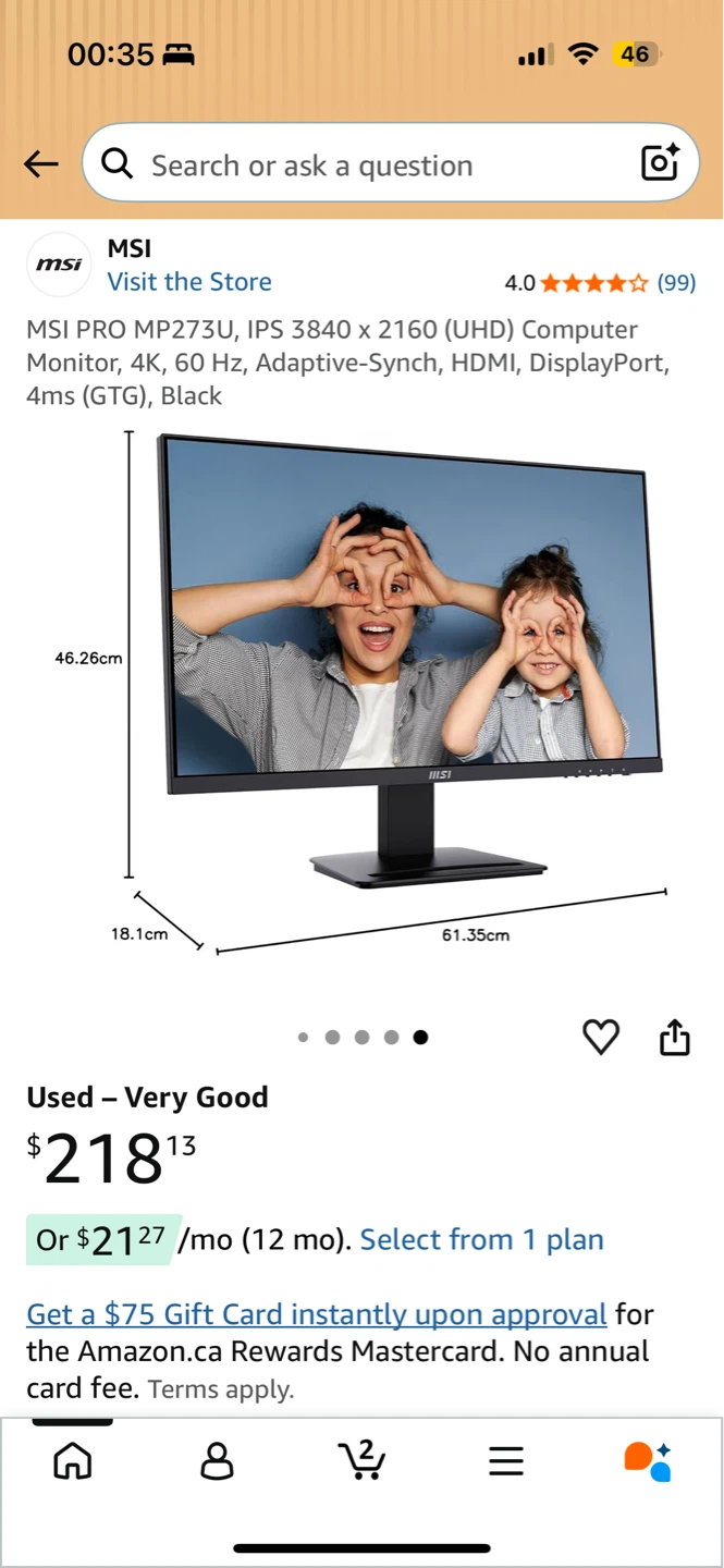(MOVING SALE!) MSI PRO MP273U UHD Computer Monitor - photo 5