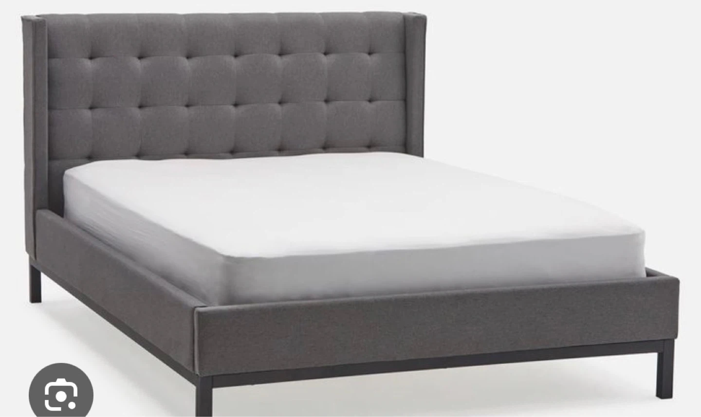 Grey Queen Size Upholstered Platform Bed Frame - photo 2