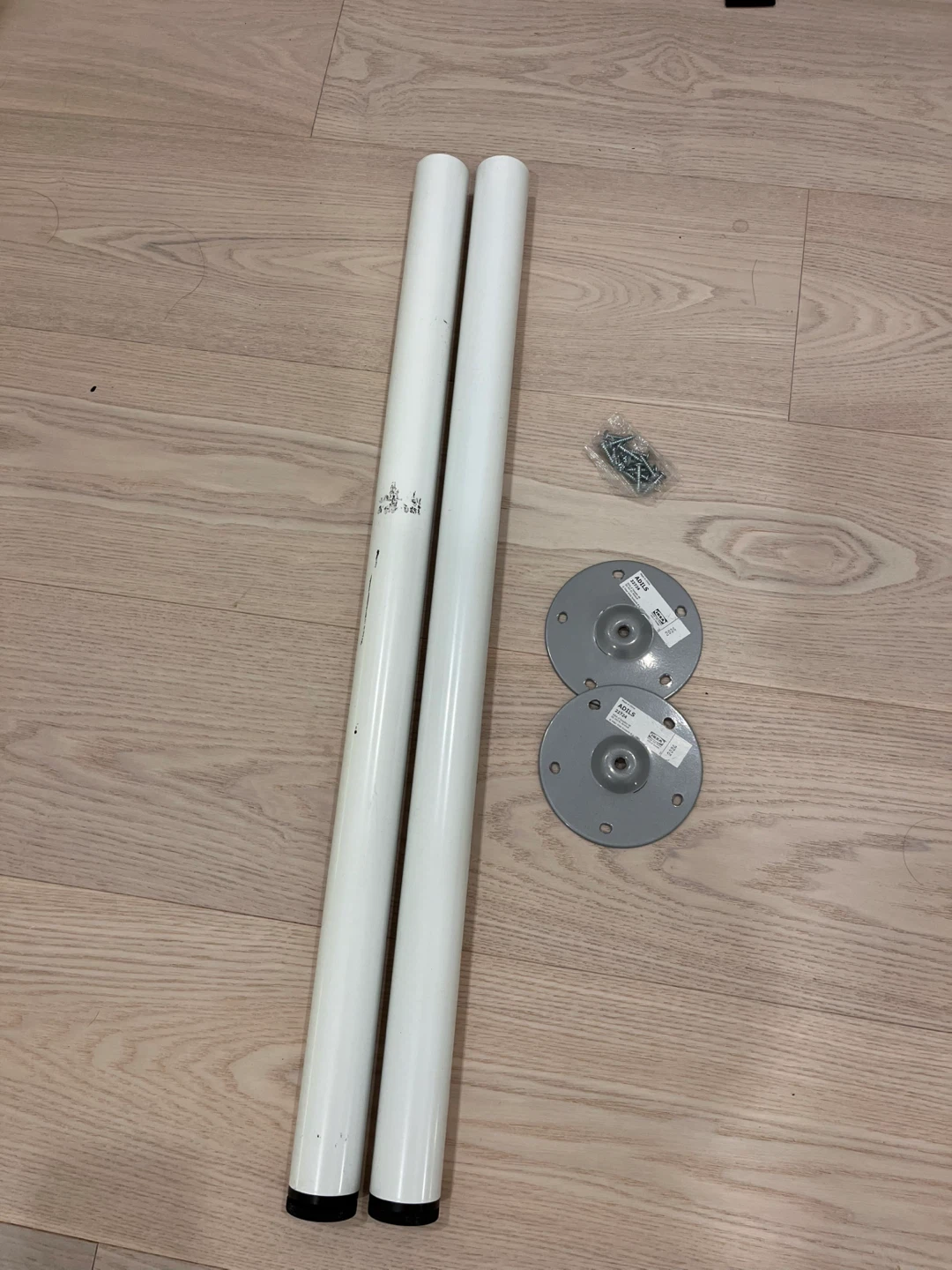 IKEA ADILS White Table Legs (2) with Mounting Plates
