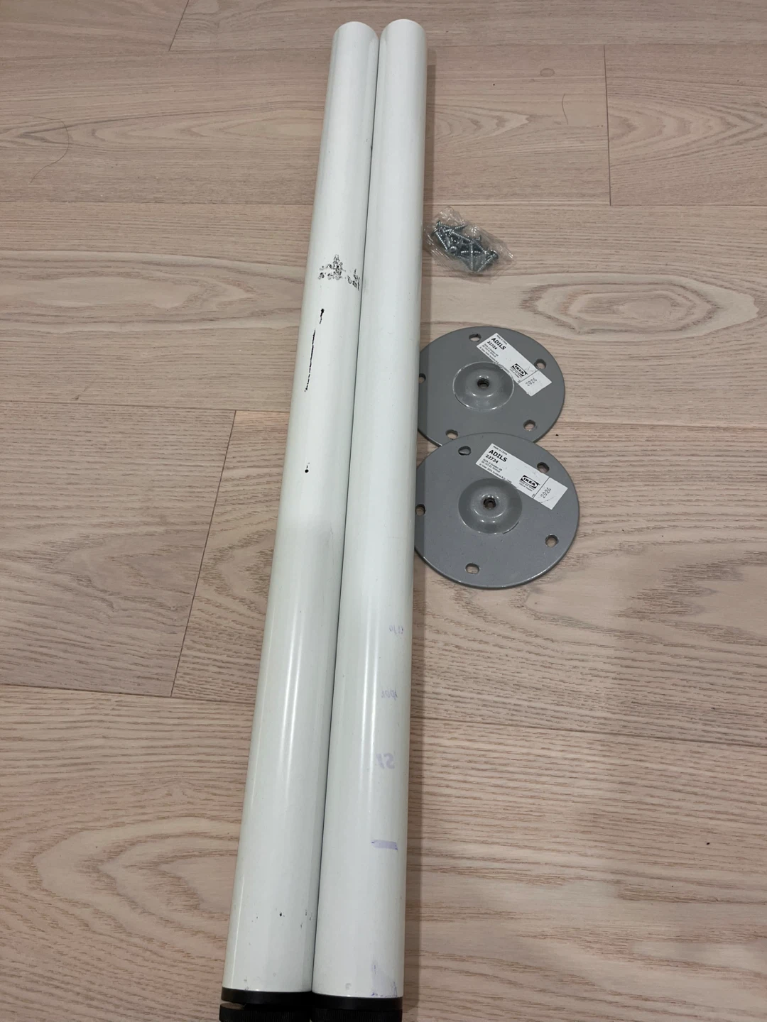 IKEA ADILS White Table Legs (2) with Mounting Plates - photo 2
