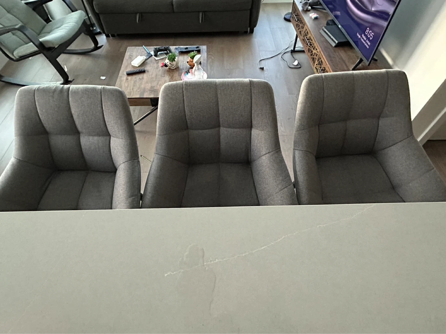 Camila Grey Upholstered Counter Stool X3 - photo 4