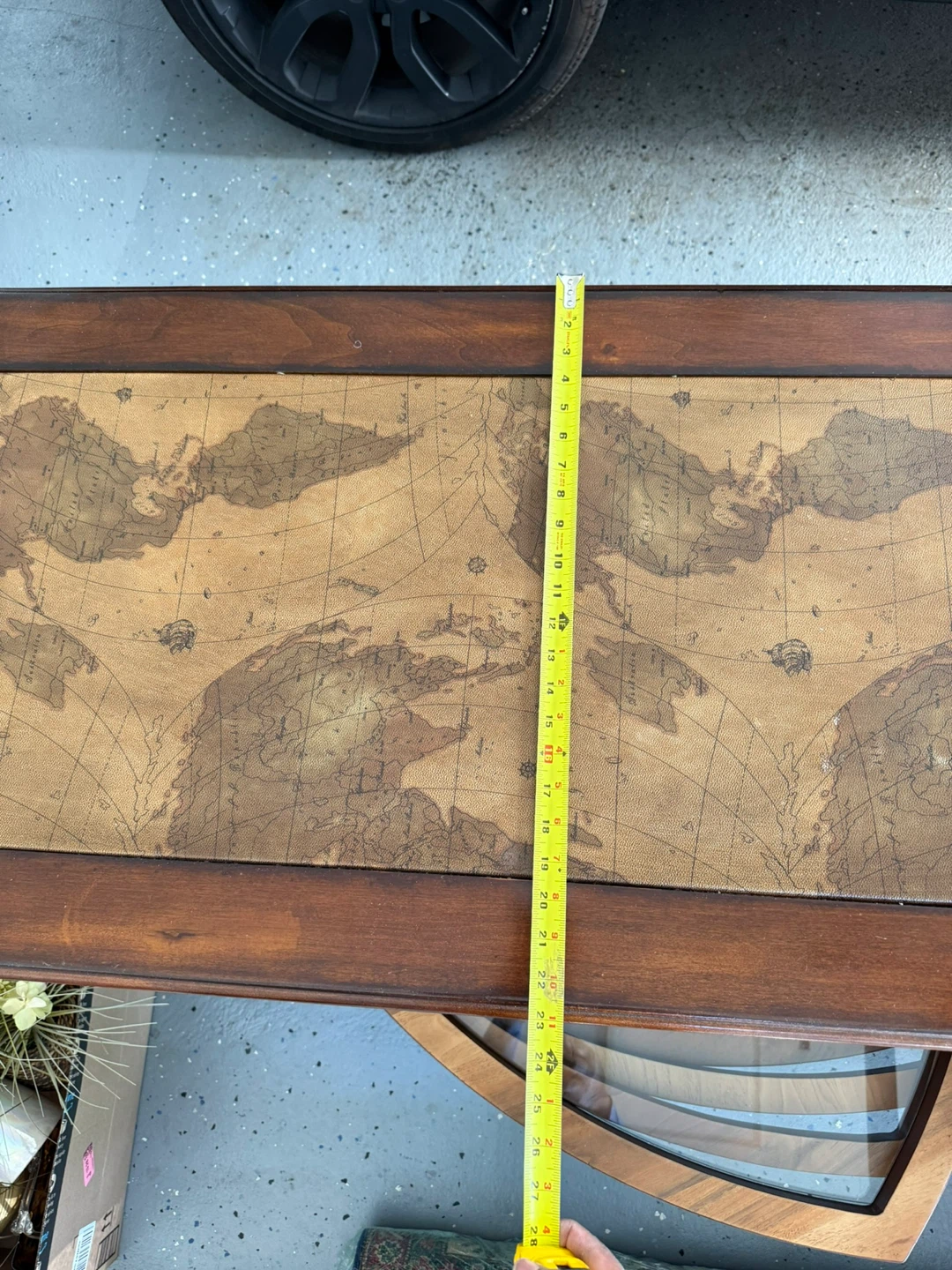 Wooden Desk with World Map Inlay - photo 2