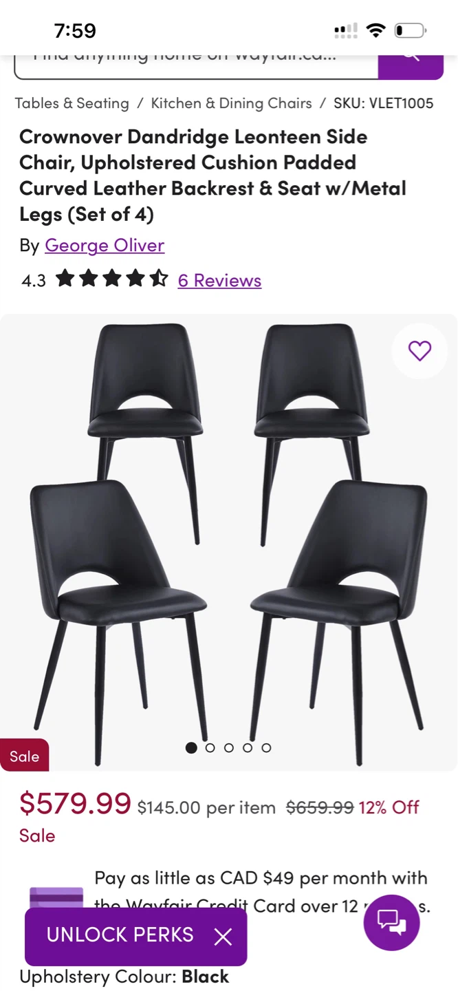 Black Leather Dining Chairs with Metal Legs (Set of 4) - photo 2