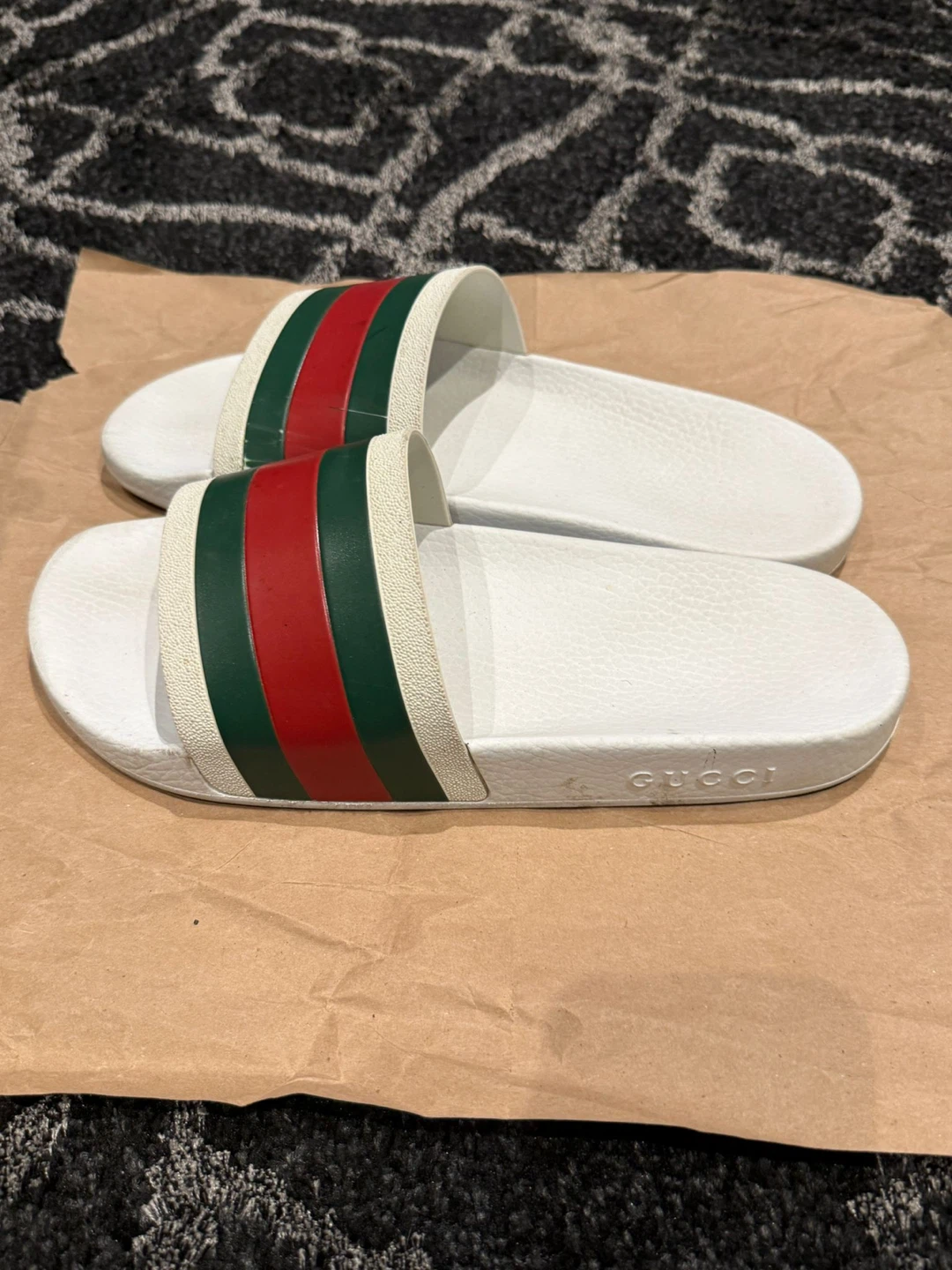 Gucci White Stripe Slide Sandals - photo 4
