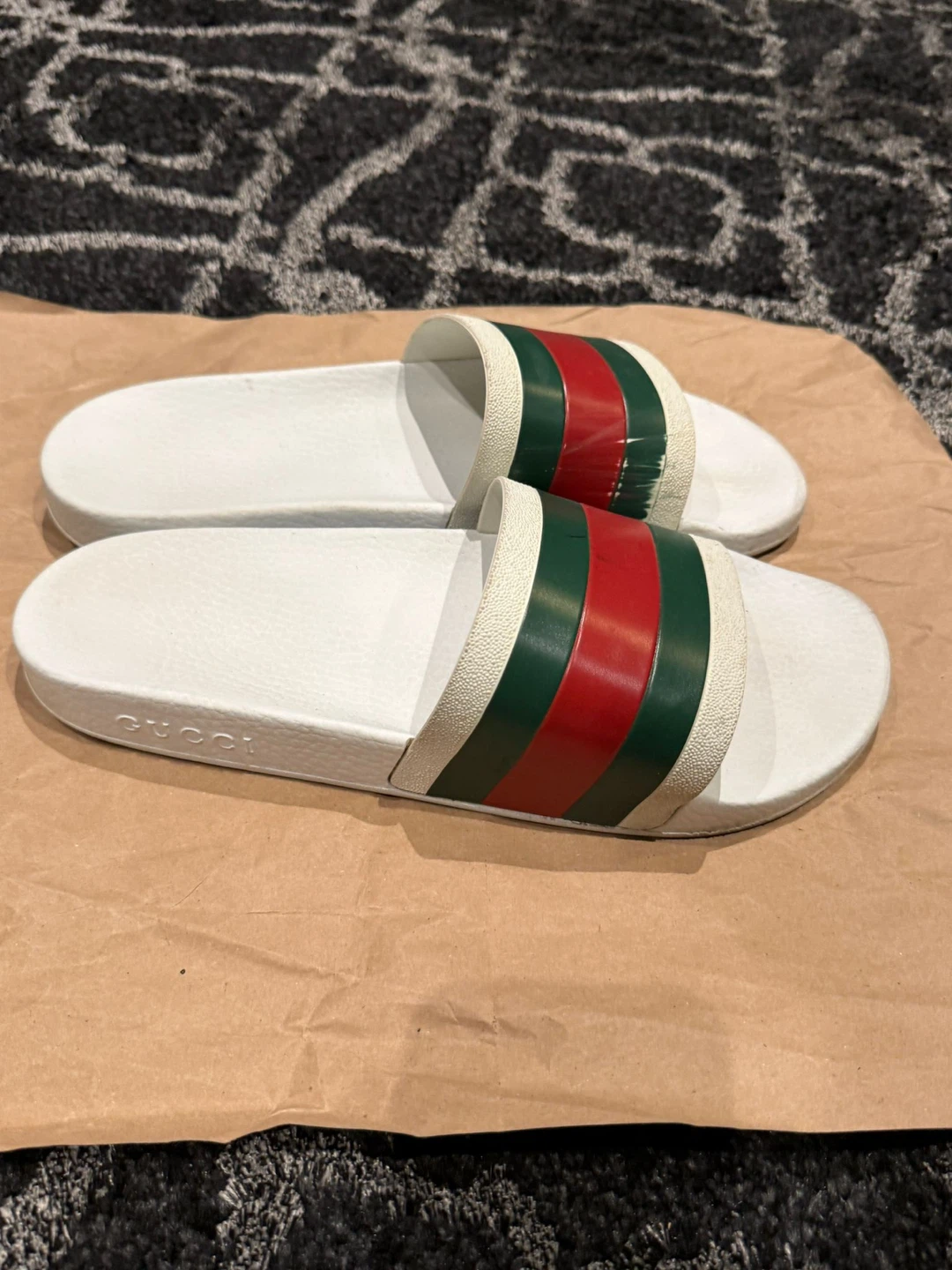 Gucci White Stripe Slide Sandals - photo 2