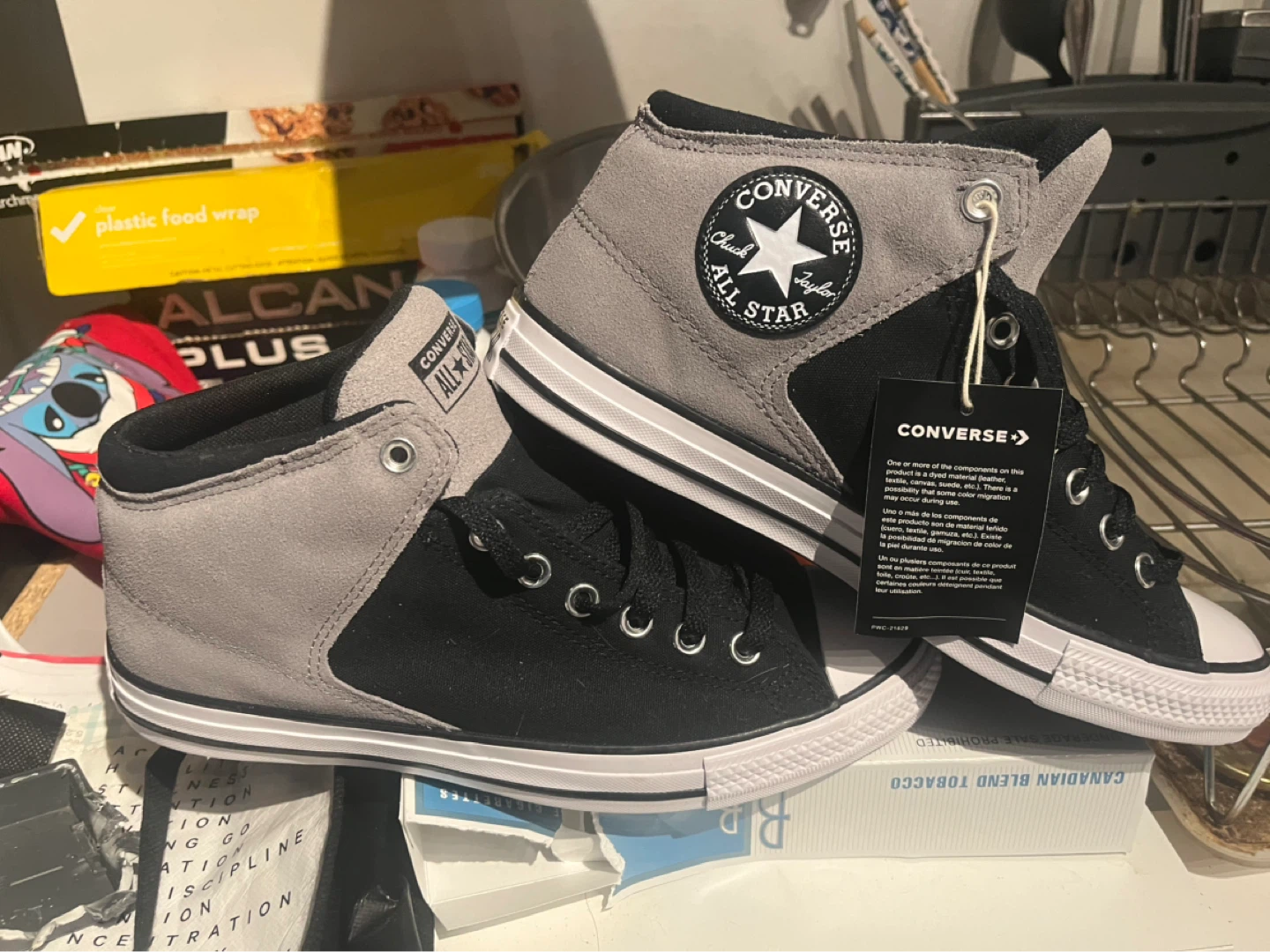 Converse All Star Mid Top Shoes Grey/Black Size 9.5