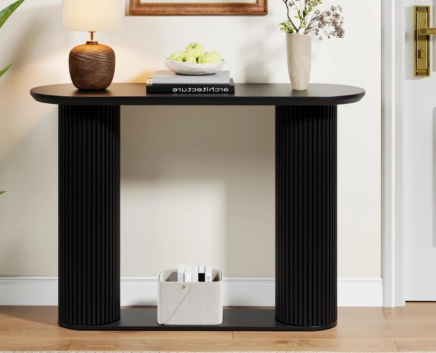 Black Fluted Console Table - 42.5" Long