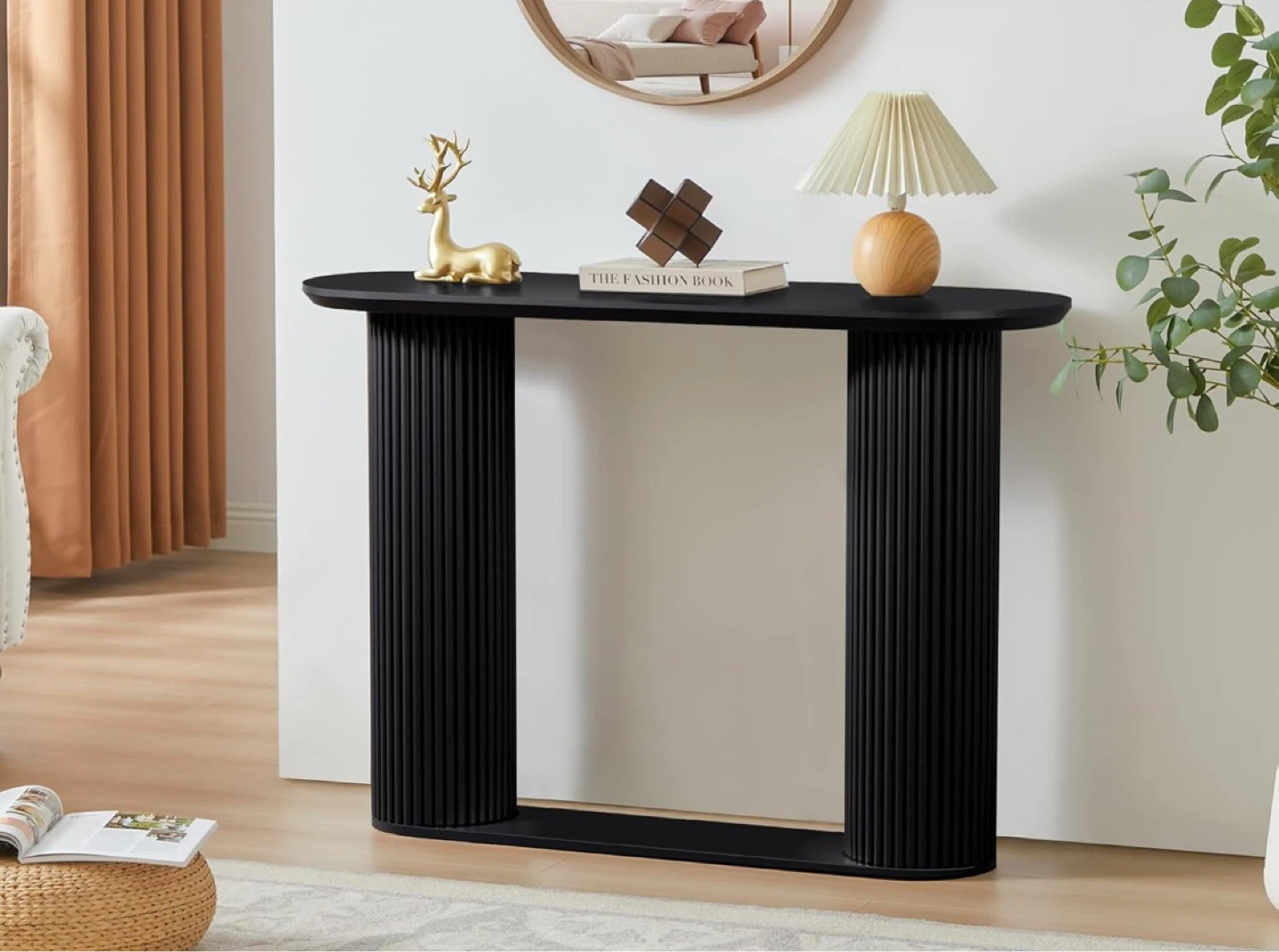 Black Fluted Console Table - 42.5" Long - photo 3