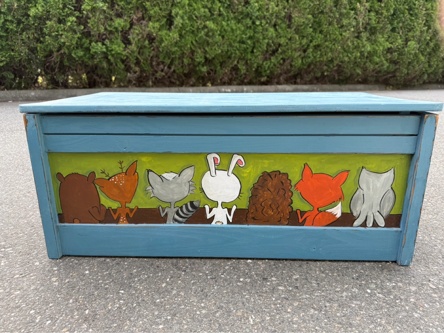 Hand-painted Wooden Toy Chest with Woodland Animals - photo 2